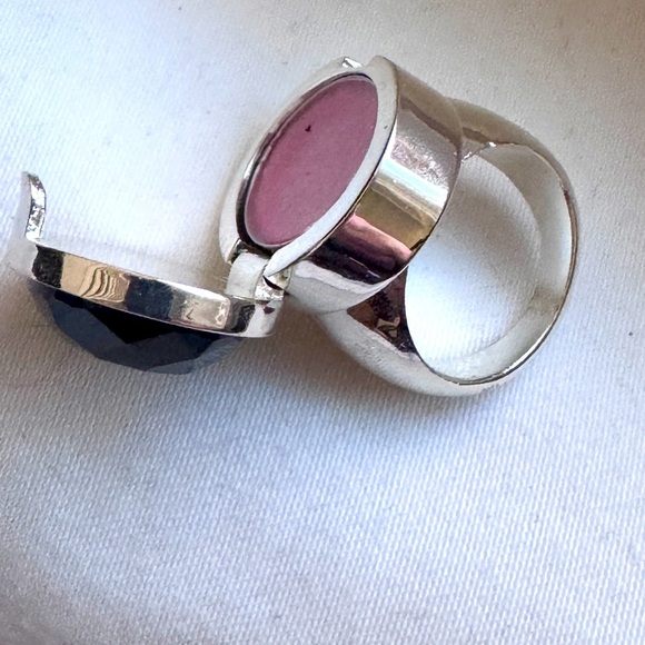 đź’‹ Elegant Silver and Black Sephora 2007 Anniversary Lip Gloss Cocktail Ringđź’‹ - Picture 10 of 16